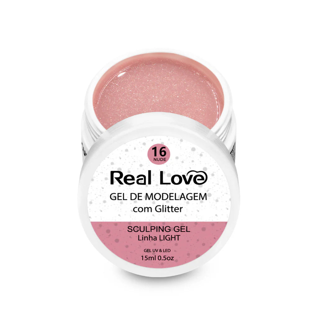 Gel de Alongamento com Glitter para Unhas - Linha Light - 15ml - GEL-17