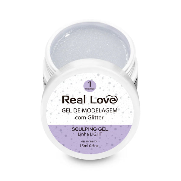 Gel de Alongamento com Glitter para Unhas - Linha Light - 15ml - GEL-17