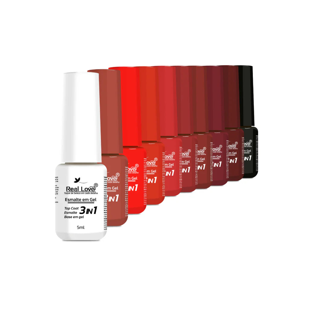 Kit Esmalte 3 em 1 com 10 Cores + Mini Cabine - 5ml - KIT 01-02-03
