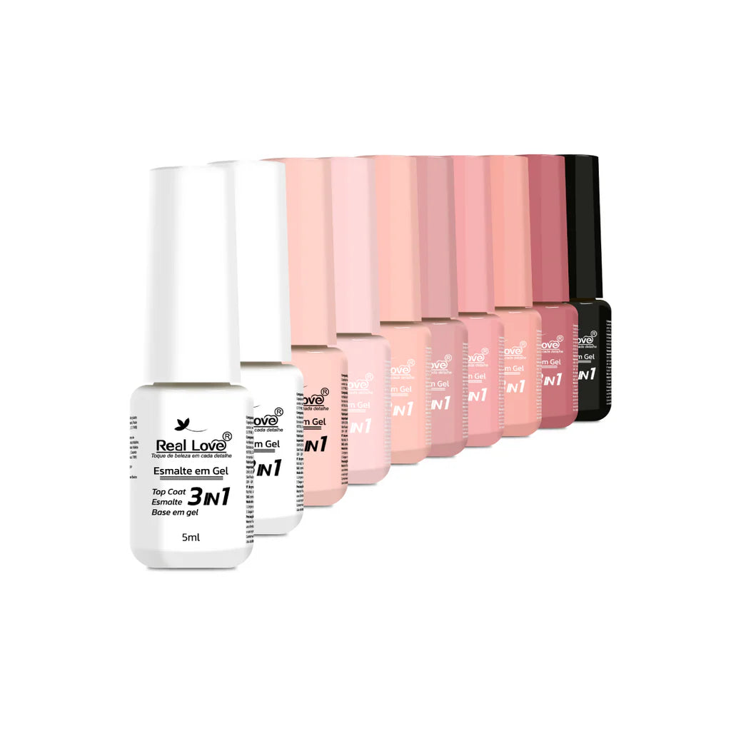 Kit Esmalte 3 em 1 com 10 Cores + Mini Cabine - 5ml - KIT 01-02-03