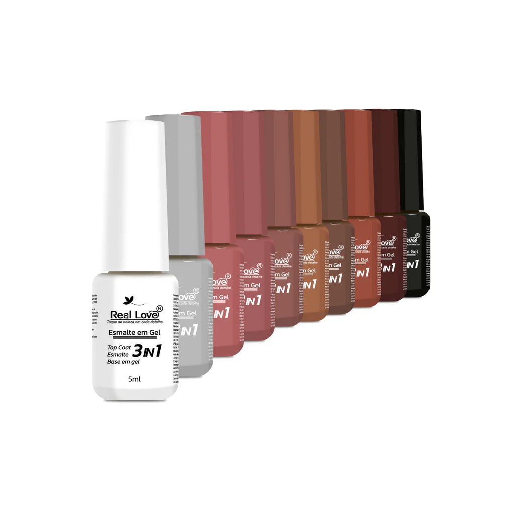 Kit Esmalte 3 em 1 com 10 Cores + Mini Cabine - 5ml - KIT 01-02-03