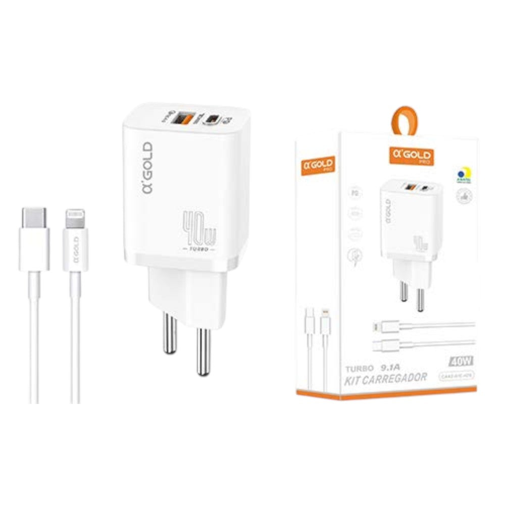 Kit carregador Lighting para tipo C CA42-6