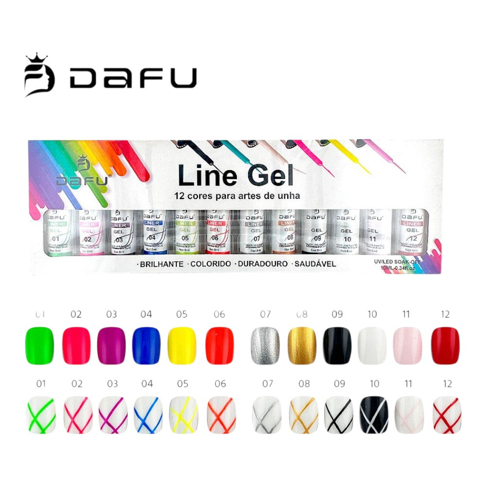 Esmalte em gel Line art 12 cores Dafu DF-LS1201