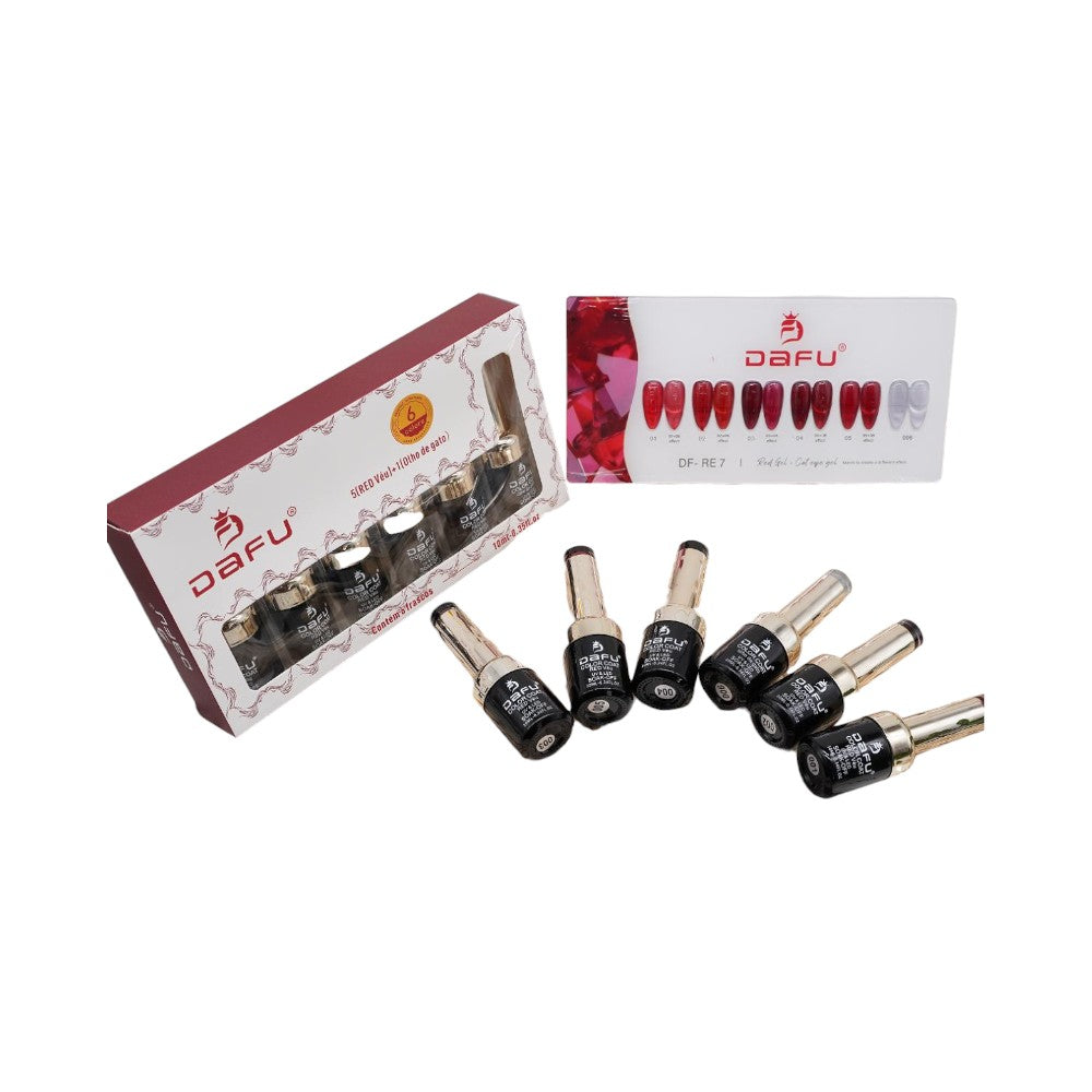 Esmalte em Gel 5(Red Véu) + (Olho de Gato) 6 Unid - 10ml - DF-RE-7