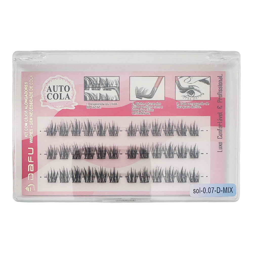 Kit Cílios Alongadores Wispies Auto Cola - Sol-0.07-D-MIX - DF107-FF33