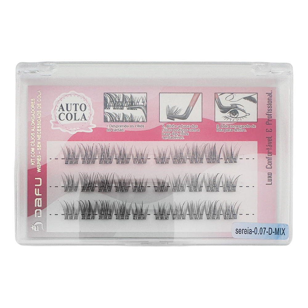 Kit com Cílios Alongamento Wispies Auto Cola - Sereia-0.07-D-MIX - DF107-FF38