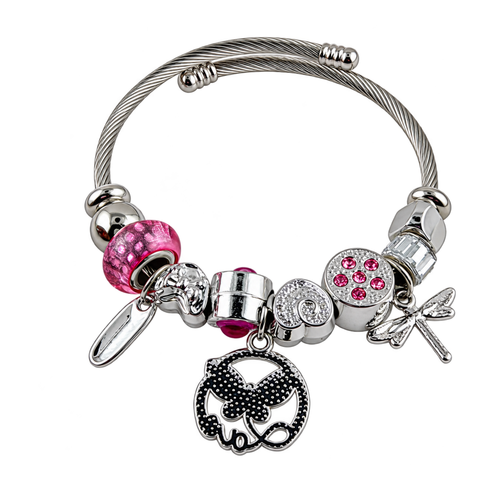 Pulseira Prata com Berloques Delicados - DF505-PS7110-8