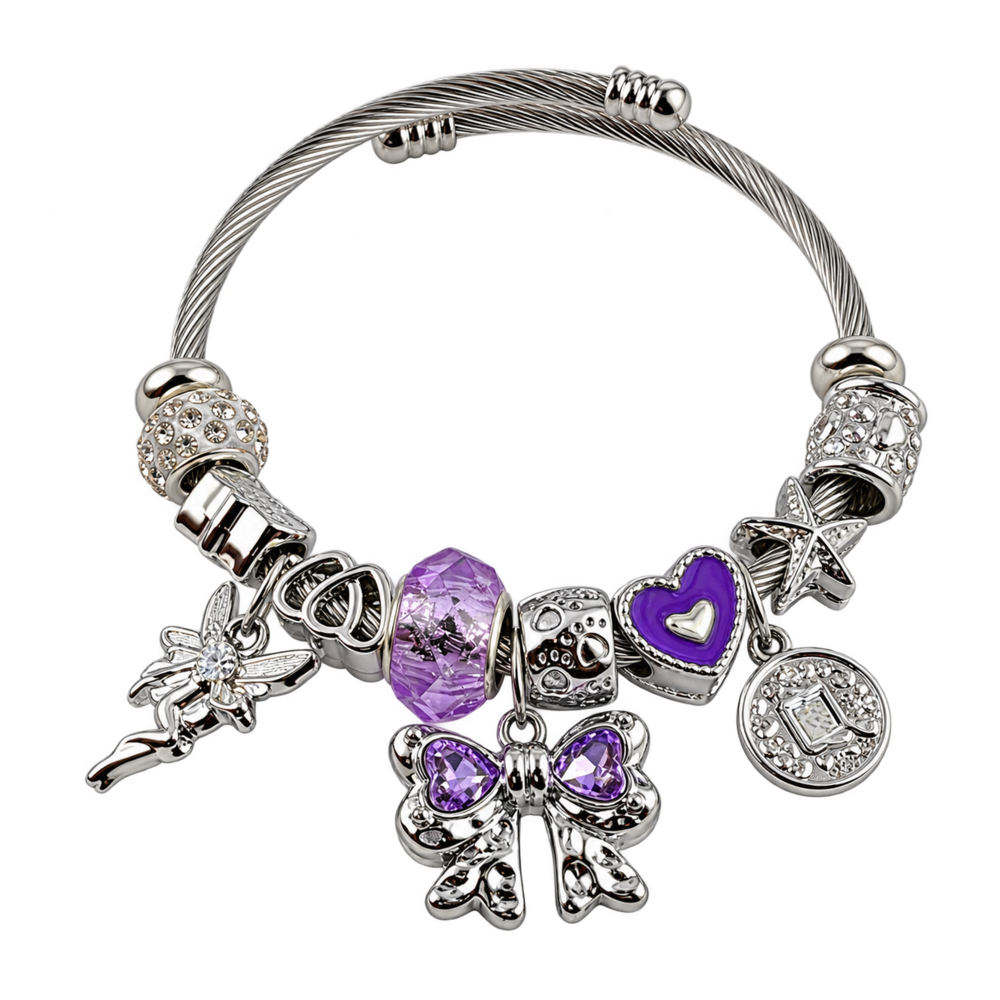 Pulseira Prata com Berloques Delicados - DF505-PS7110-9