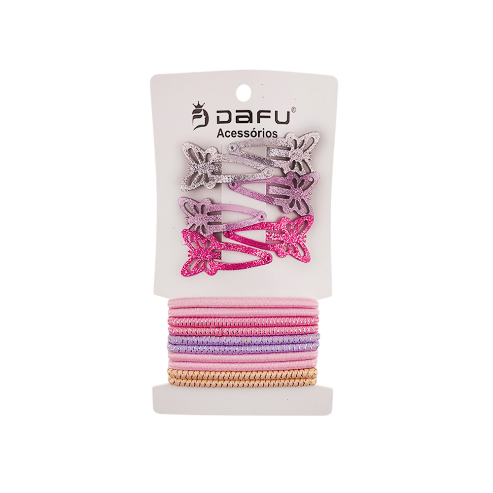 Presilha + Rabico para Cabelo borboleta Colorido Brilhante - DF410-PR2205-2