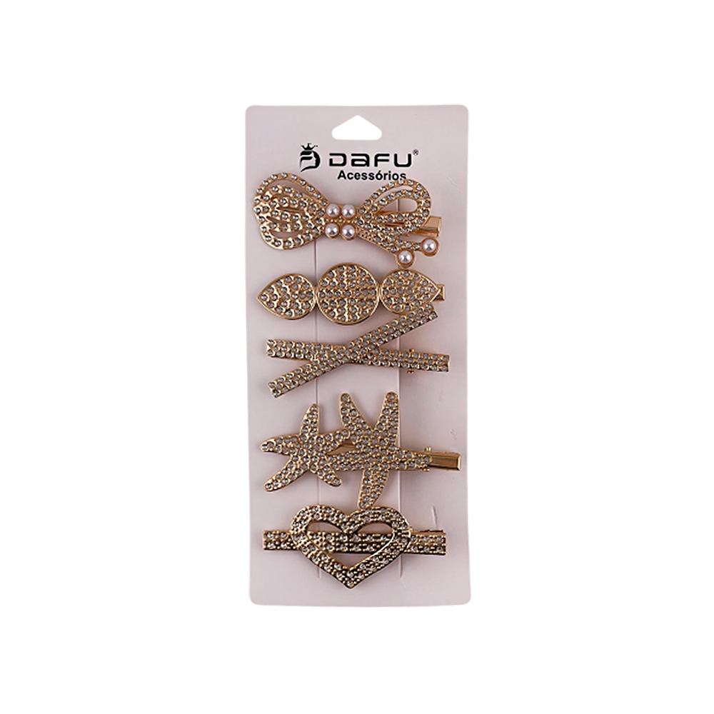 Presilha para Cabelo Estrela Coração com Pedraria - DF419-PR1308-2