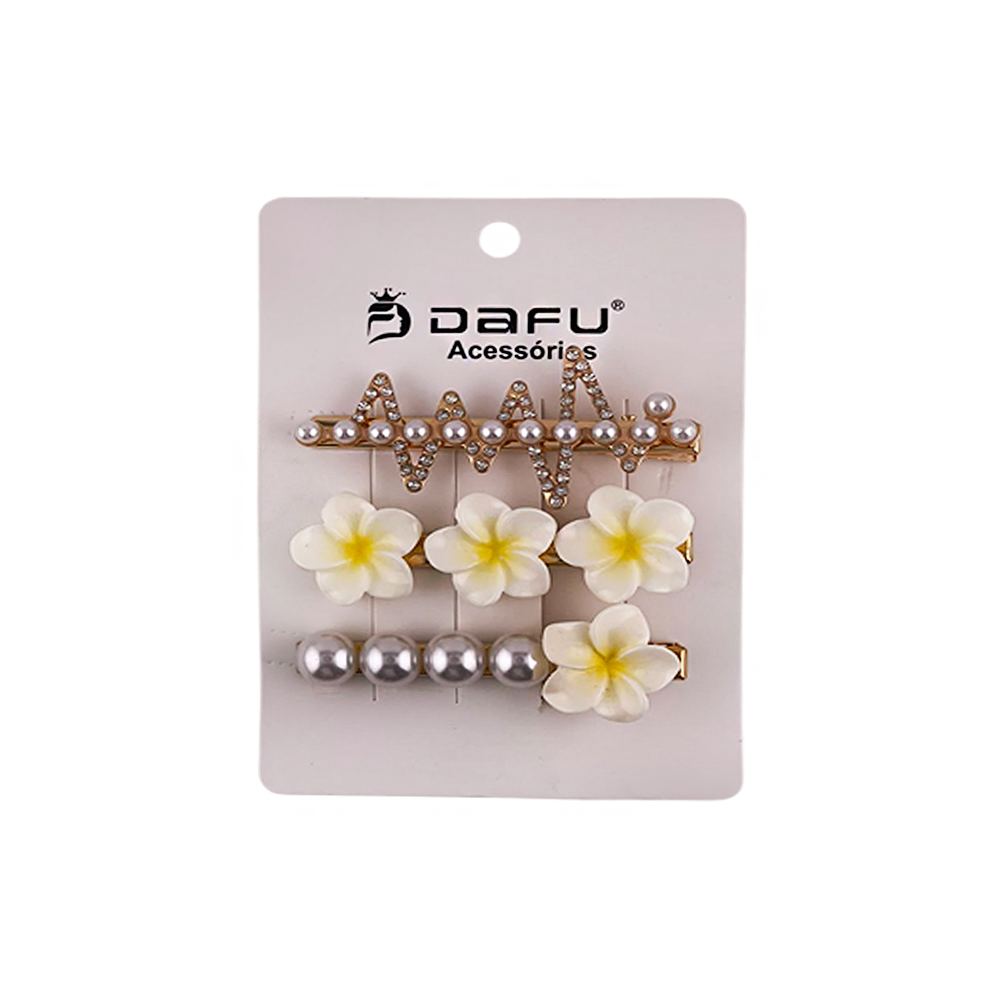 Presilha para Cabelo Flor e Perolas - DF419-PR1416-13