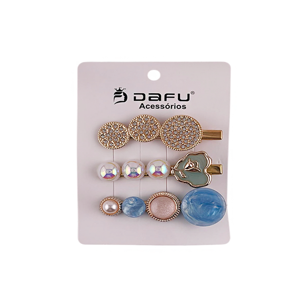 Presilha para Cabelo Com Pedraria Delicada e Perolas - DF419-PR1416-2