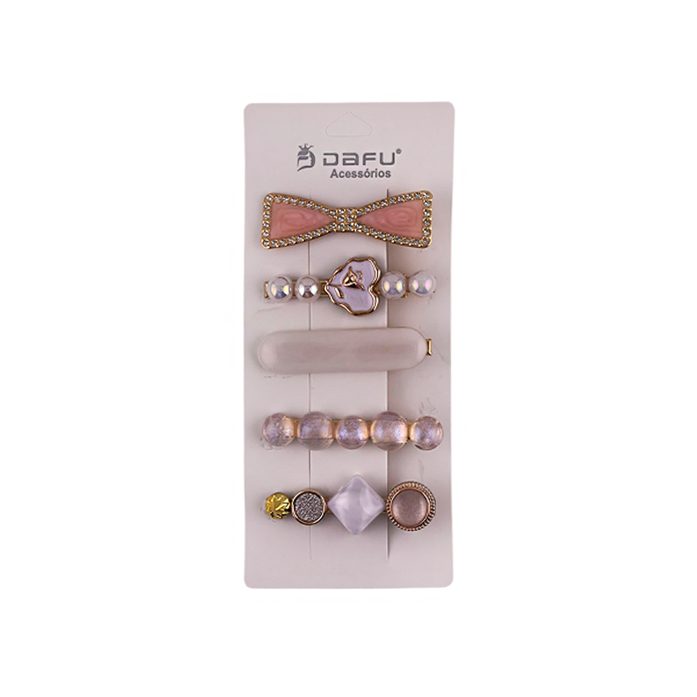 Kit Presilha para Cabelo com Laço Pedraria e Flor - DF419-PR2010-7