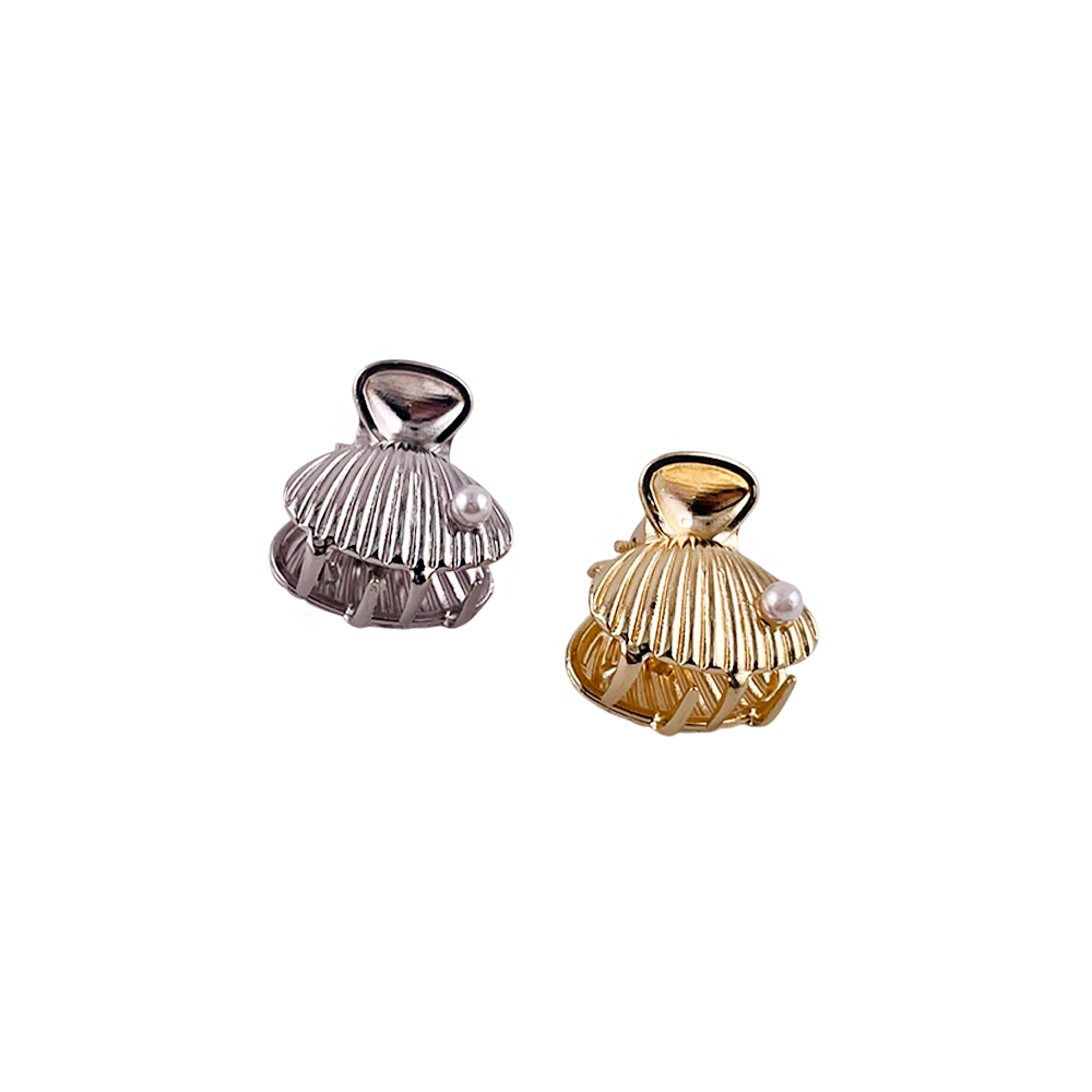 Piranha para Cabelo Concha do Mar Dourada e Prata Com pedra - DF433-PR1903-2