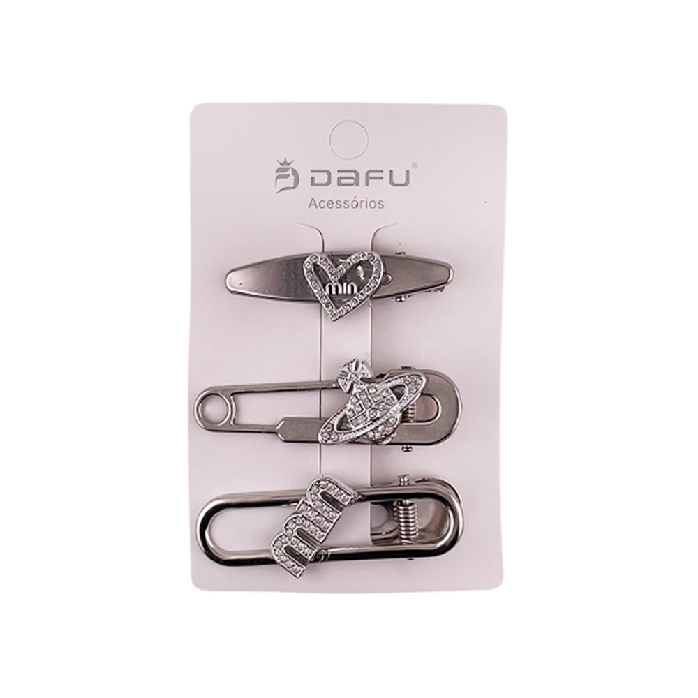 Presilha para Cabelo Prata Decorada - DF452-PR0408-2