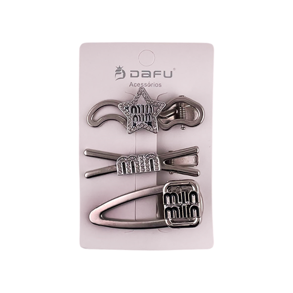 Presilha para Cabelo Prata Decorada - DF452-PR0408-4
