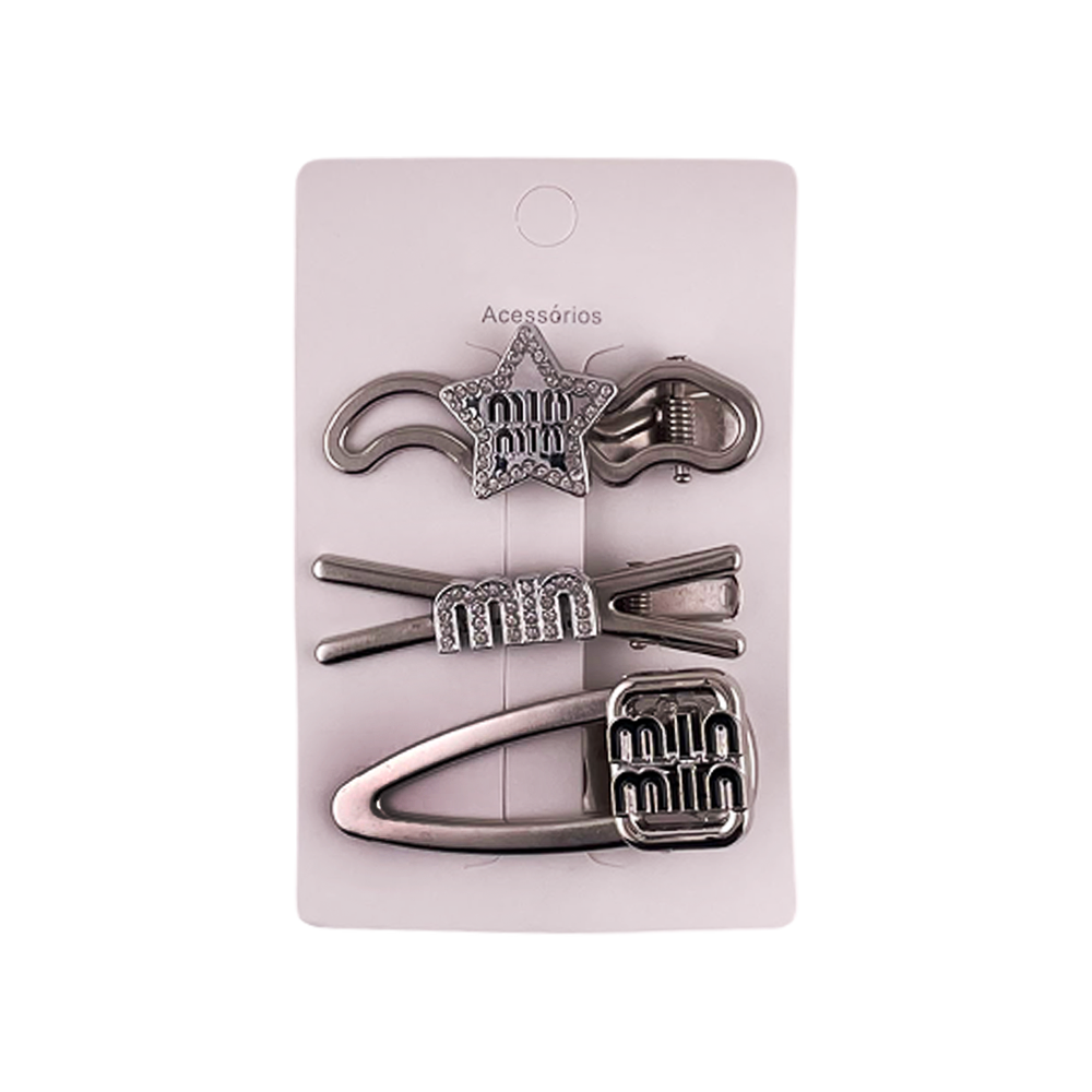 Presilha para Cabelo Prata Decorada - DF452-PR0408-4