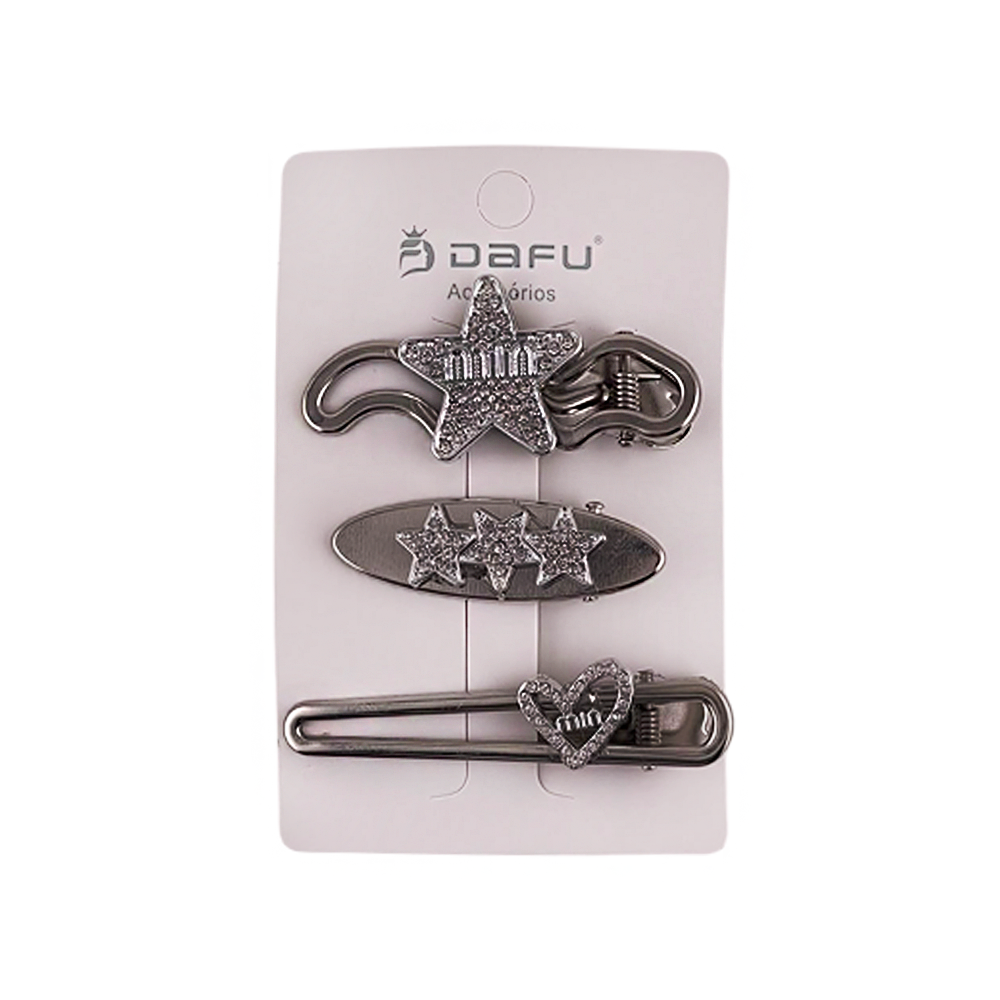 Presilha para Cabelo Detalhes Estrela e Coração - DF452-PR0408-7
