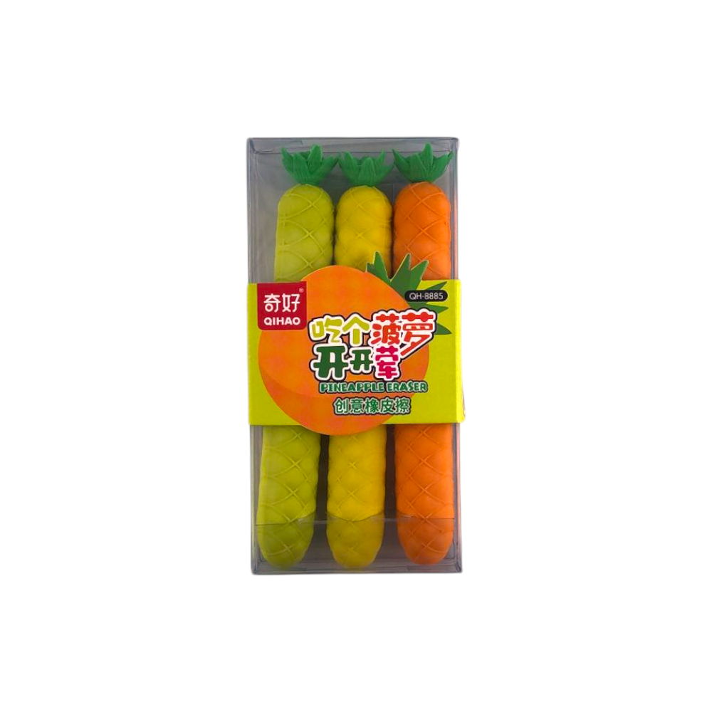 Borracha Escolar Pineapple - 12 Unid - QH-8885