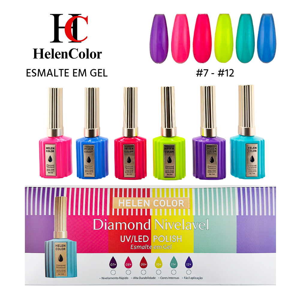 Kit esmalte em gel diamond nivelável Helen Color 15ml RZJY-22B