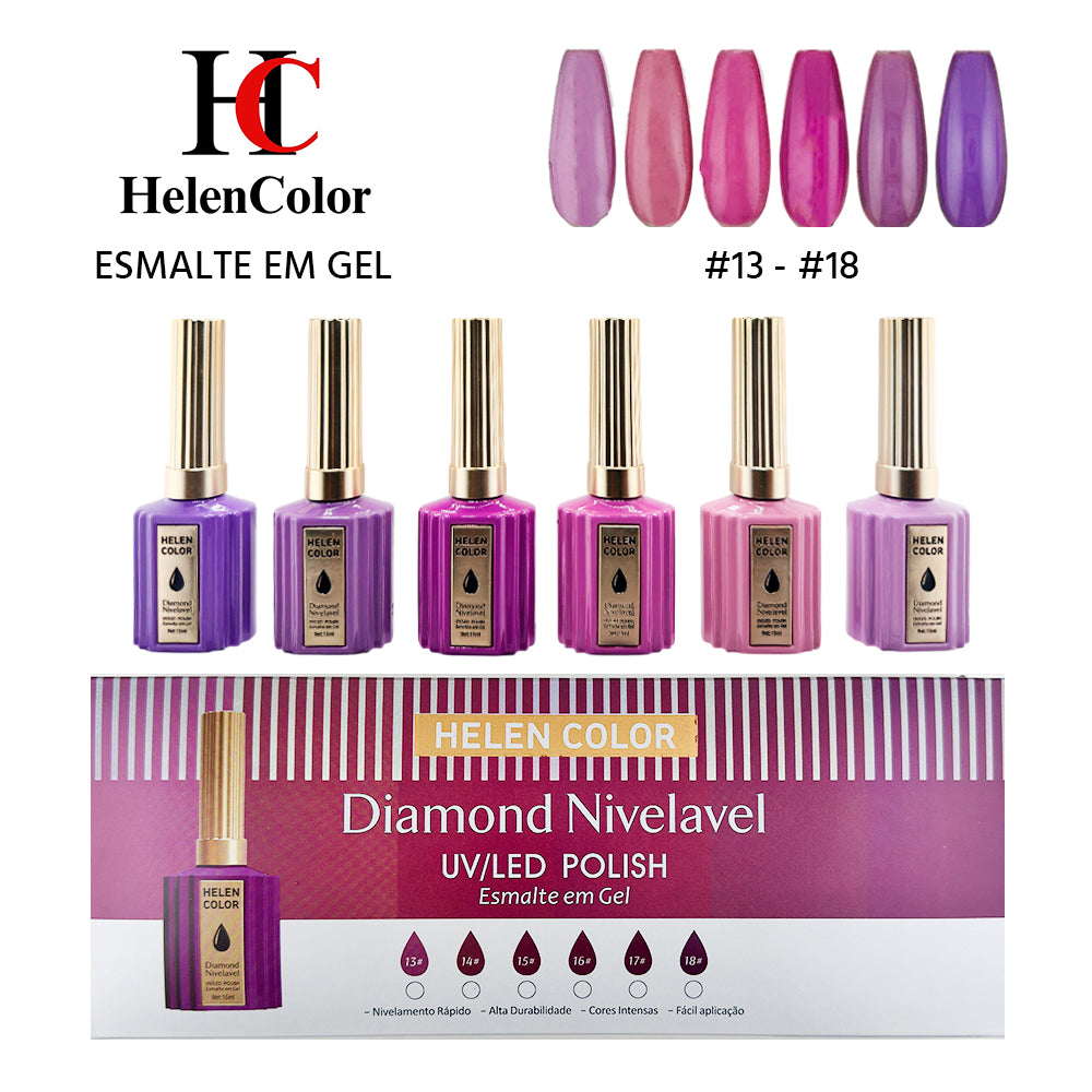 Kit esmalte em gel diamond nivelável Helen Color 15ml RZJY-22C