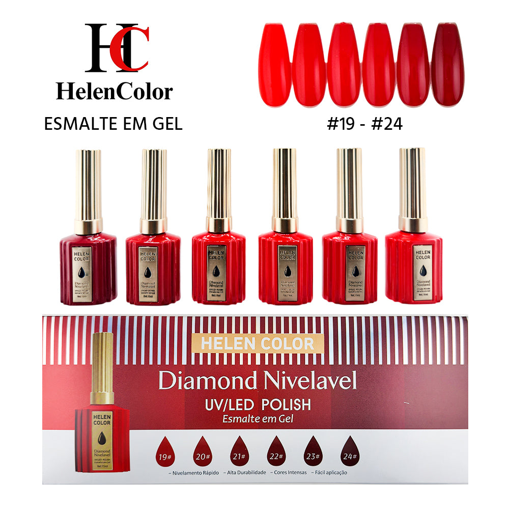 Kit esmalte em gel diamond nivelável Helen Color 15ml RZJY-22D