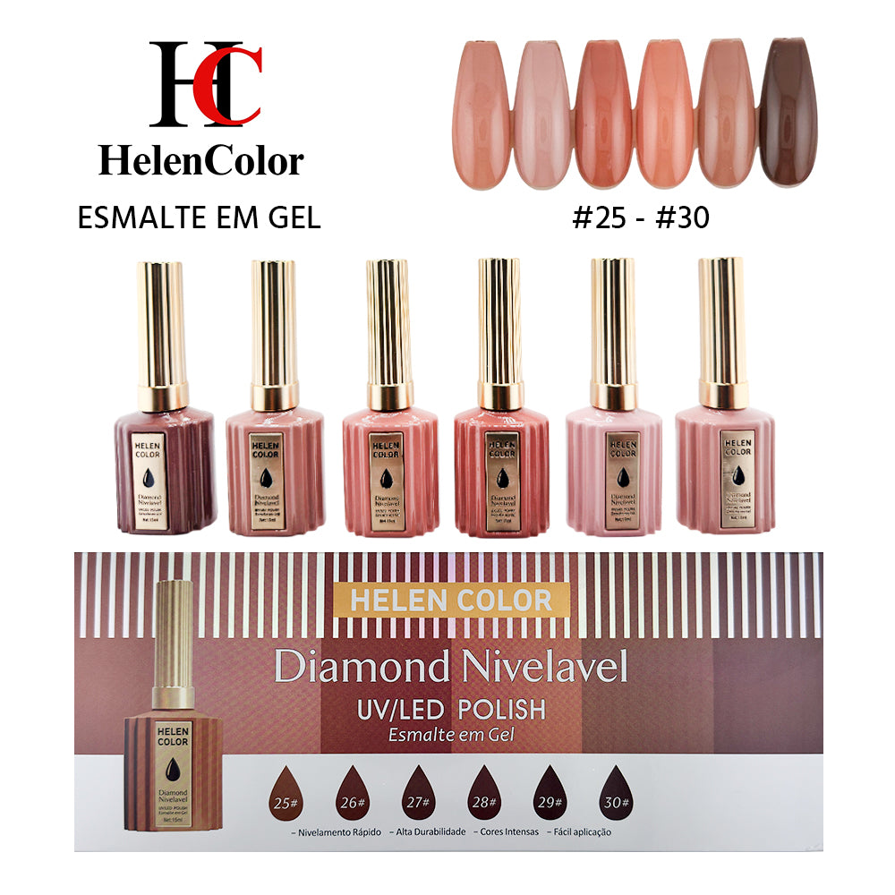 Kit esmalte em gel diamond nivelável Helen Color 15ml RZJY-22E