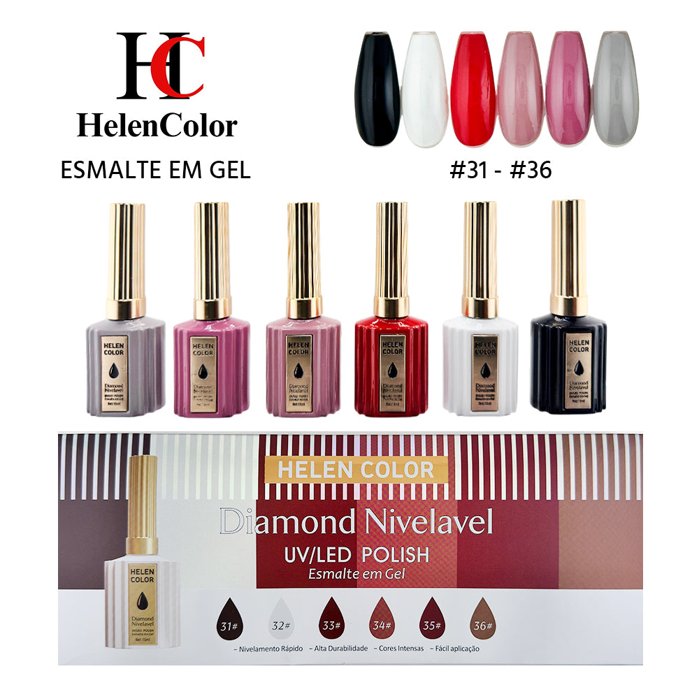 Kit esmalte em gel diamond nivelável Helen Color 15ml RZJY-22F