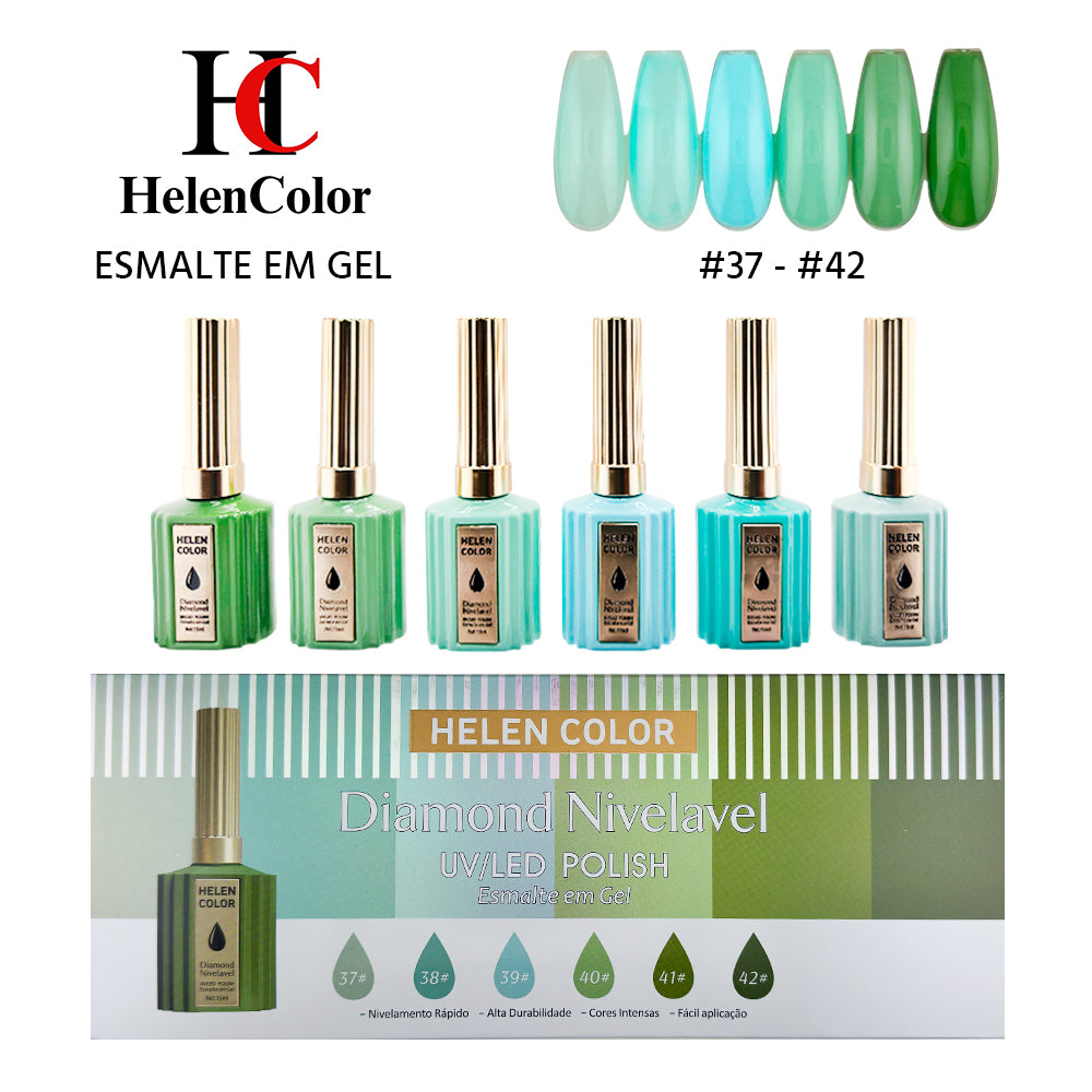 Kit esmalte em gel diamond nivelável Helen Color 15ml RZJY-22G
