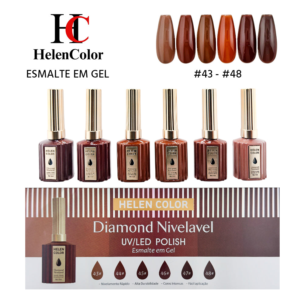 Kit esmalte em gel diamond nivelável Helen Color 15ml RZJY-22H