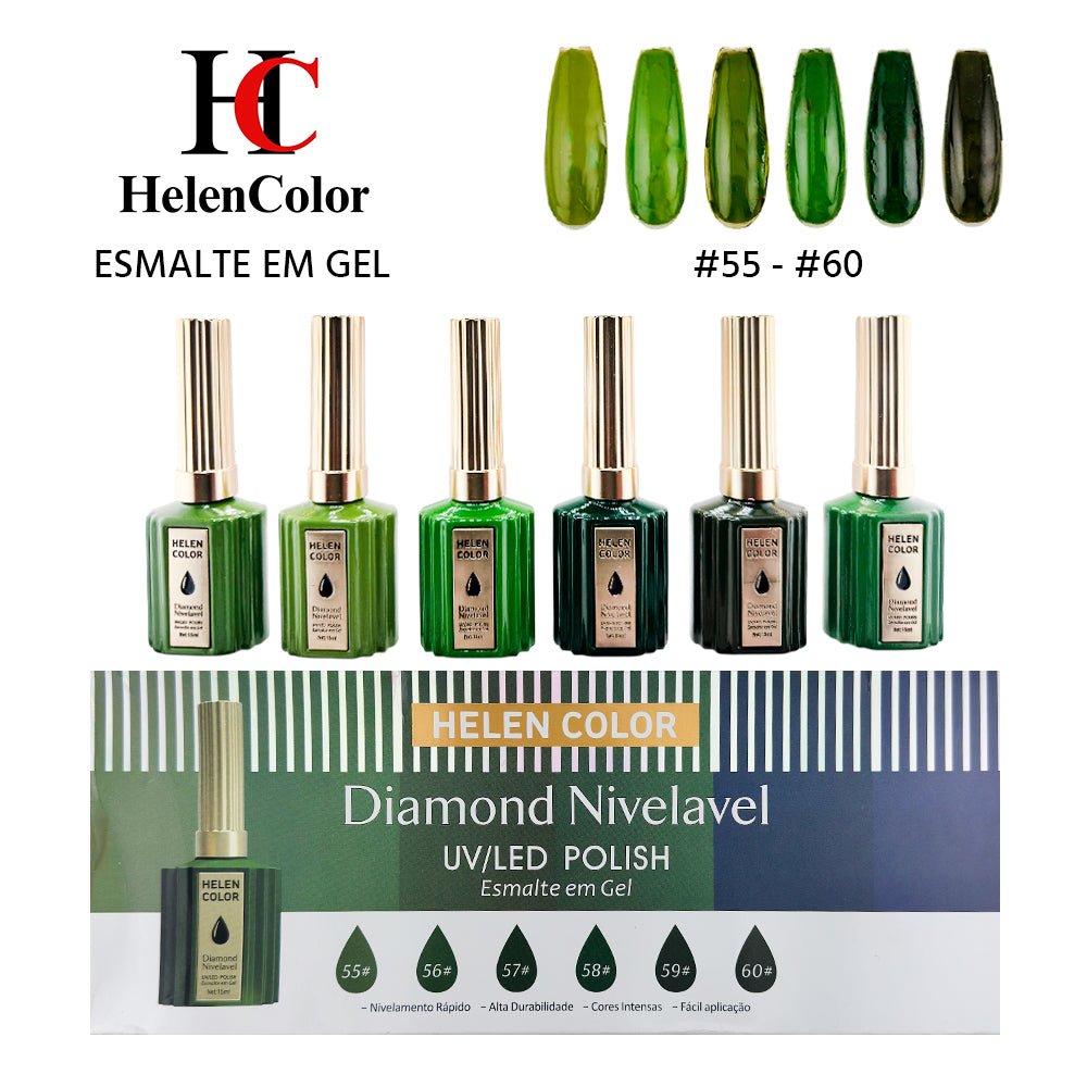 Kit esmalte em gel diamond nivelável Helen Color 15ml RZJY-22J