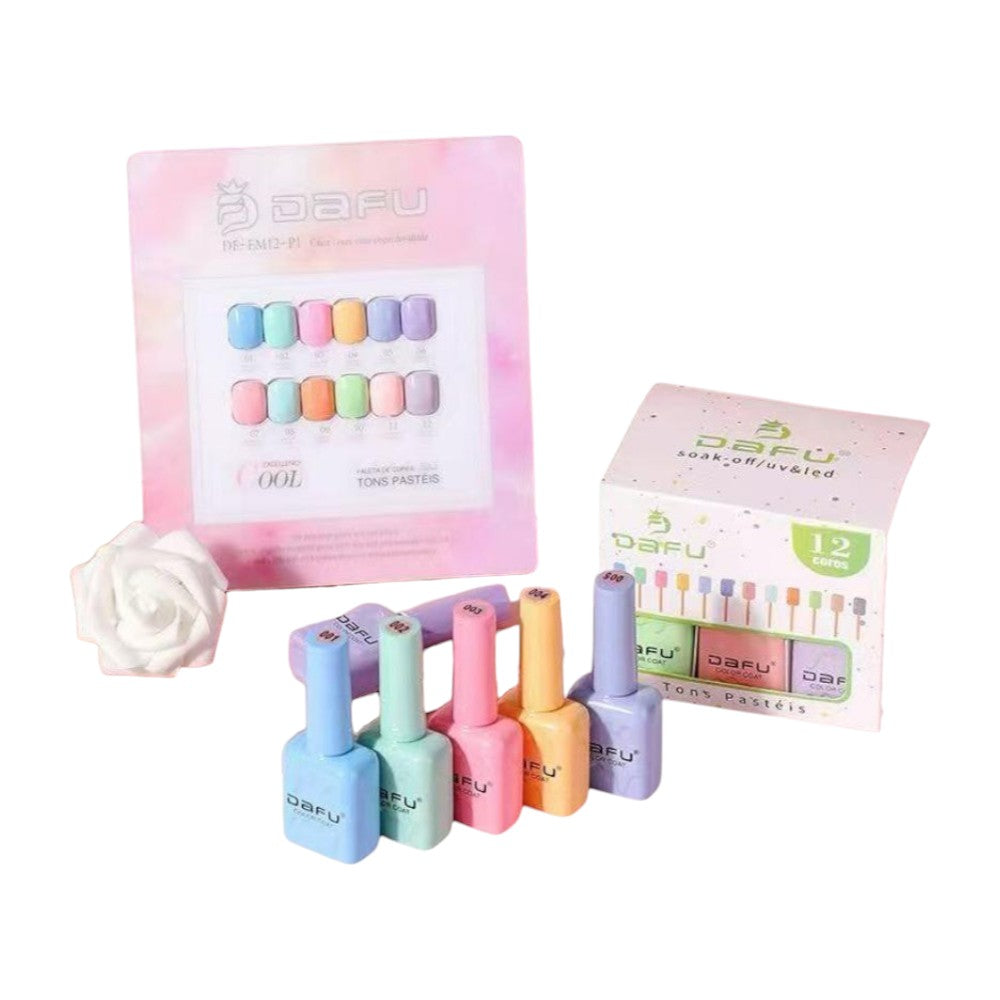 Esmalte em gel 12 tons pasteis Dafu DF-EM12-P1